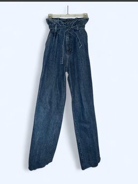 Abercrombie & Fitch Dark Blue High-Rise Jeans with Tie Belt